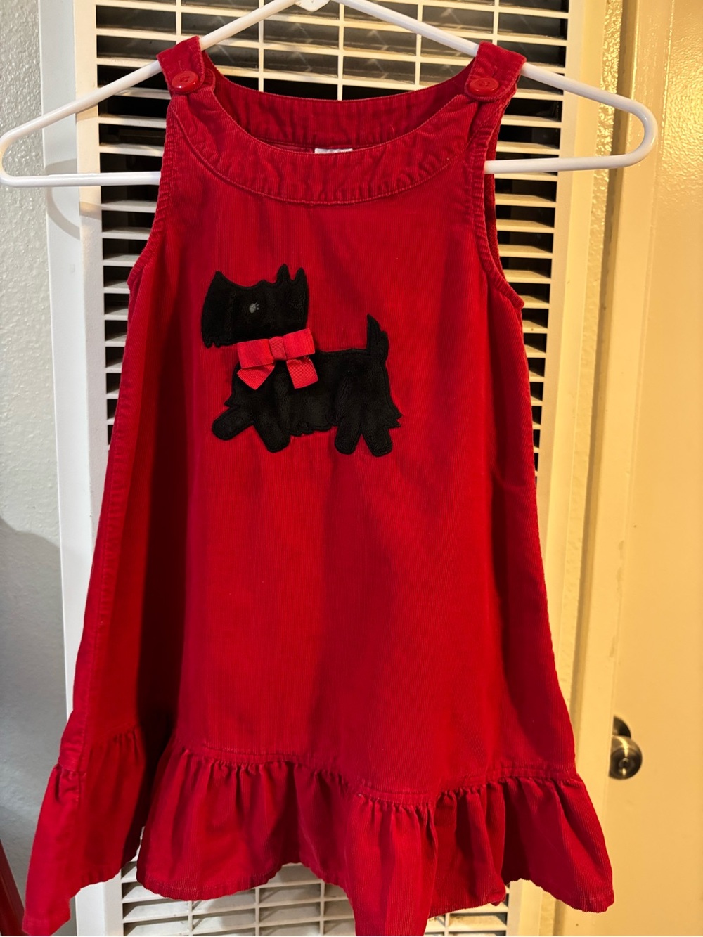 Gymboree Red Corduroy Dress with Black Scottie Applique